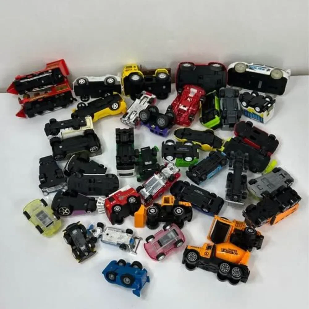 40 Unbranded Plastic Cars Lot Construction Train Race Car Military Truck Van